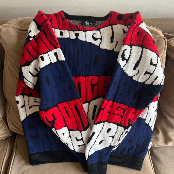 Moncler crewneck Red and Blue Sweater men small - Picture 6 of 7